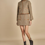 giacca in tweed cin bordo in pelle NINETTE TAUPE malina 