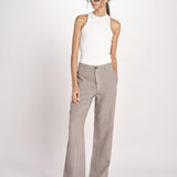 pantalone dritto in lino ERICA STRUCTURELINEN DOVE GREY true avenue 