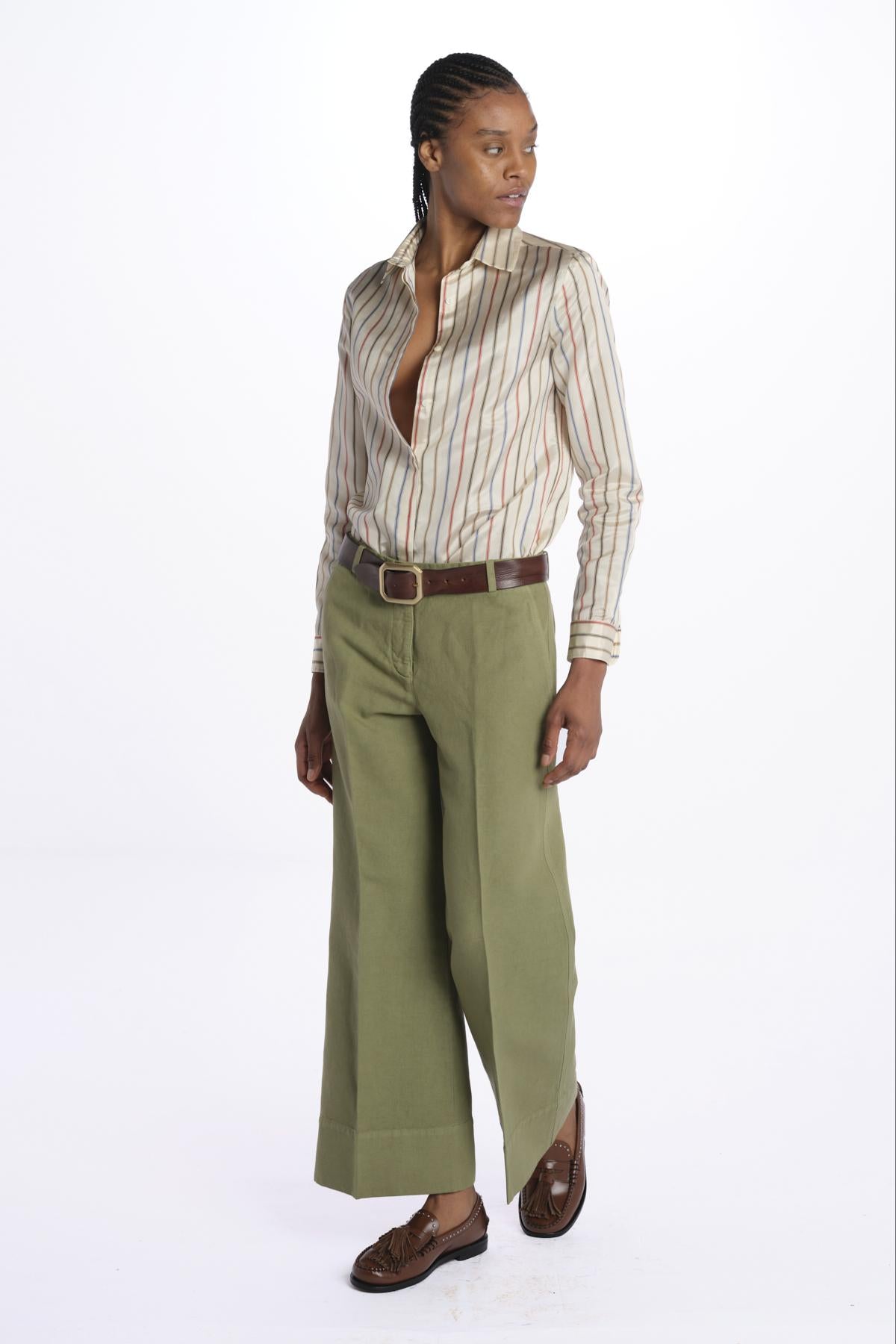 Pantalone MELODY D cropped canvas tinto capo MELODYD408501 19 quelledue 