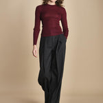 girocollo a costine manica luna in lana merino LAU30 E14015 BORDEAUX milaura 