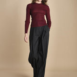 girocollo a costine manica luna in lana merino LAU30 E14015 BORDEAUX milaura 