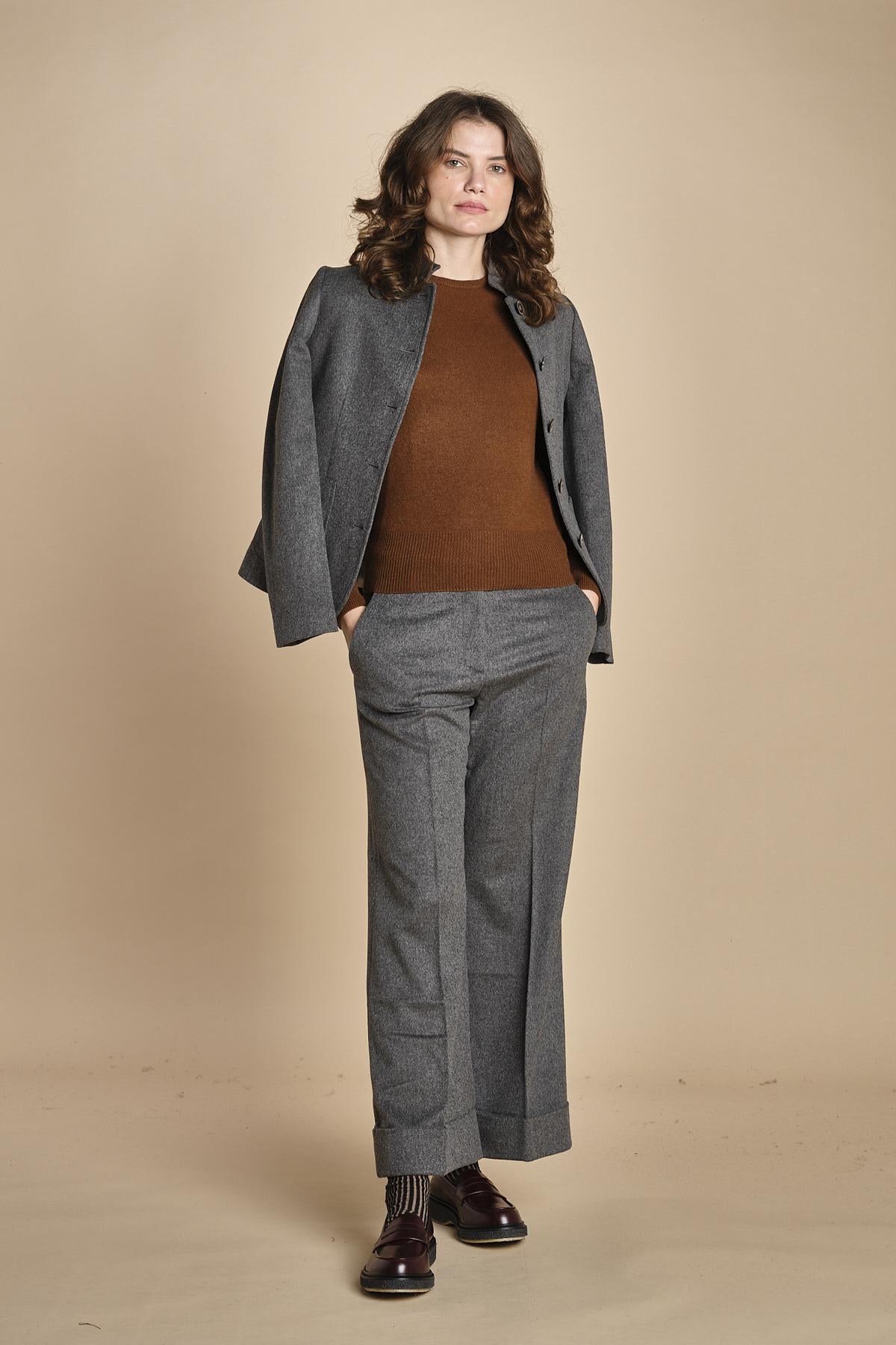 pantalone cropped con risvolto MELODIA 652923 50 quelledue 