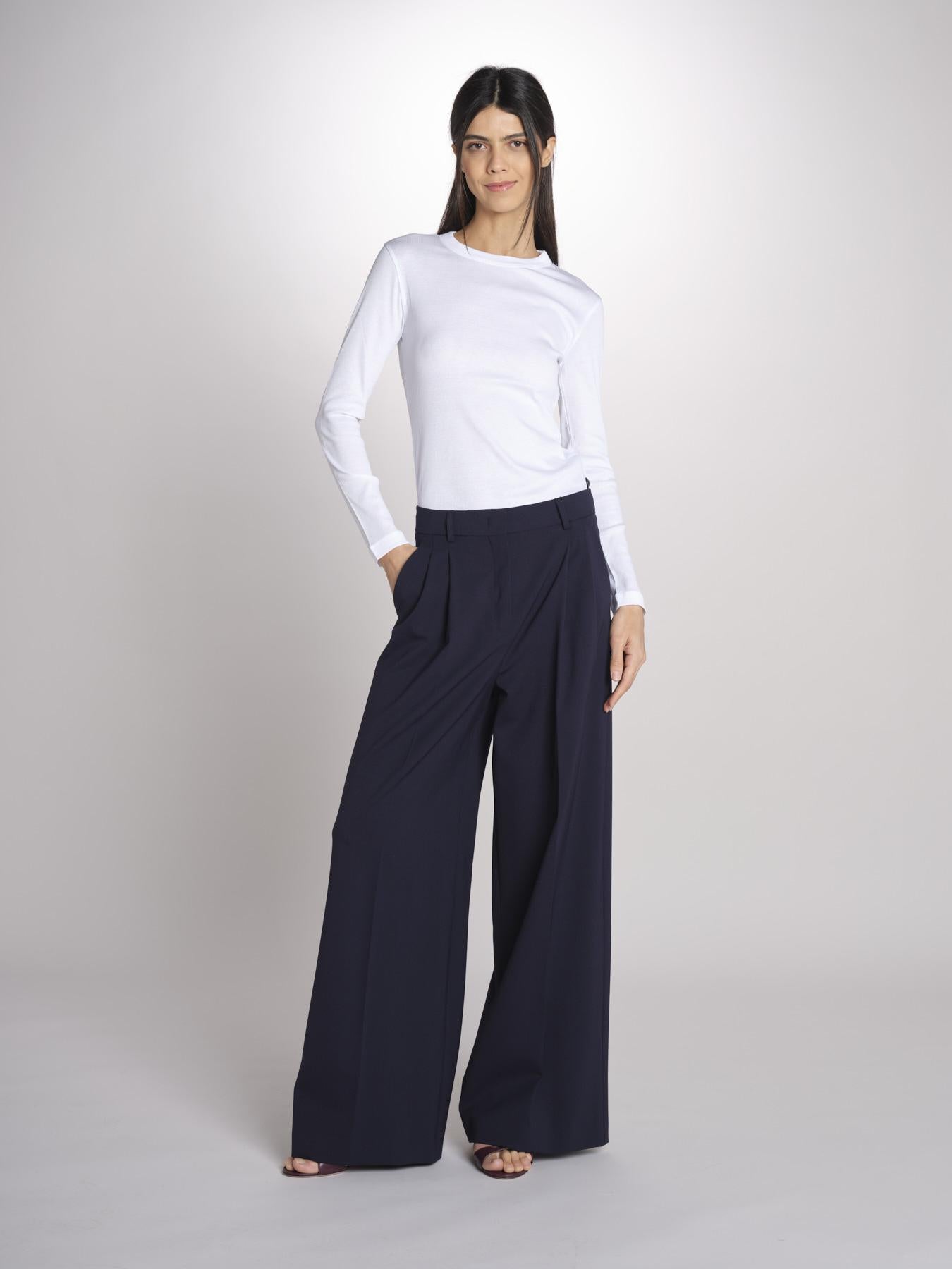 Pantalone gamba ampia con doppia pince in vita ASTA 2615131061600 001 BLU weekend maxmara 