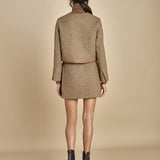 giacca in tweed cin bordo in pelle NINETTE TAUPE malina 