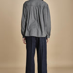 camicia voille lana con rouches MAGRITTE LIGHT GREY laurence bras 