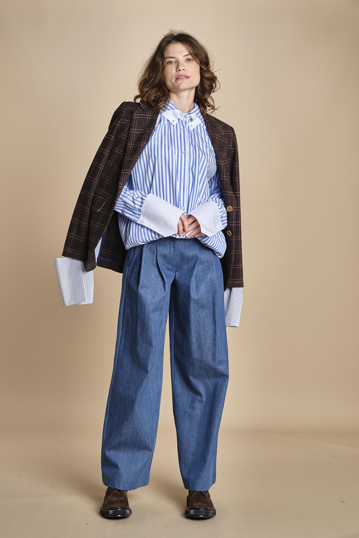 pantalone in denim con pinces KATHERINE MJD217_ATEX45 J0051 BLUE DENIM jejia 