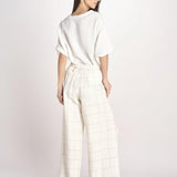 pantalone a quadri U3211R IVORY dusan 
