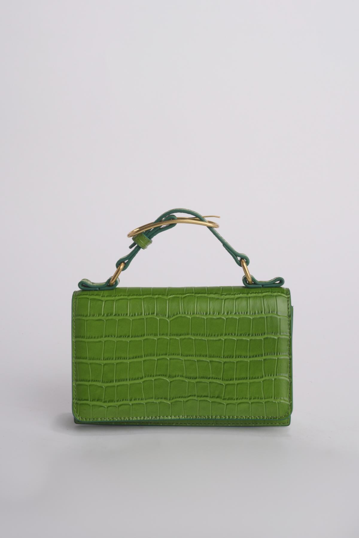 Clutch AUDREY MINI CLUTCH pelle B575CFC GREEN studio AMELIA 