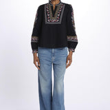 Camicia ricamo punto croce CALOE BLEUNUIT ba&sh 