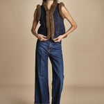 gilet gricamato con montone HUGO GILET NAVY antik batik 