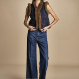 gilet gricamato con montone HUGO GILET NAVY antik batik 