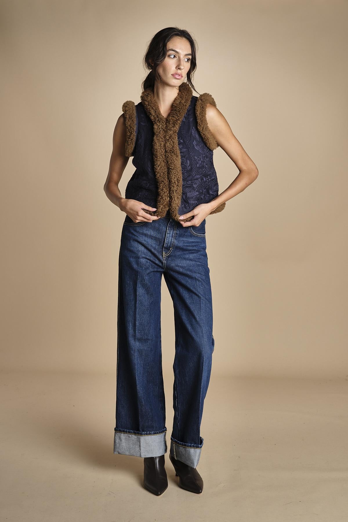 gilet gricamato con montone HUGO GILET NAVY antik batik 