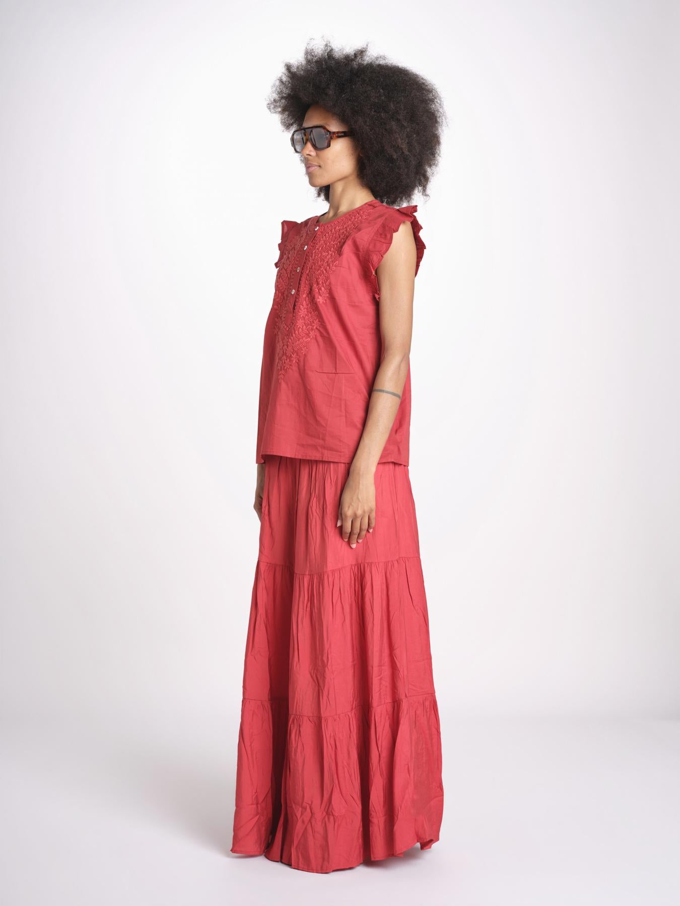 camicia con ricamo HEITABLATU CRANBERRY laraethnics 