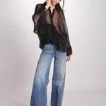 camicia over con pizzo DECCALA BLACK mes demoiselles 