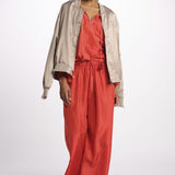 WESTEND silk top manica ricamata by milaura. BE24160 RED ORANGE benaras soleil 