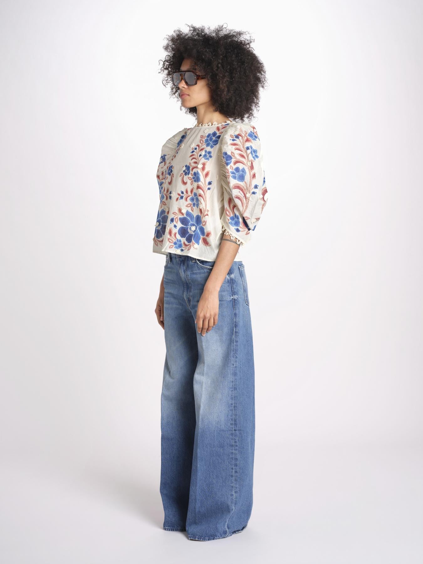 camicia voille m/c stampa a fiori 344127 RENATA SAND 26089 farm rio 