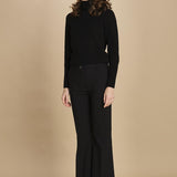 pantalone lungo a zampa. PAOLINA PL142 NERO nine in the morning 