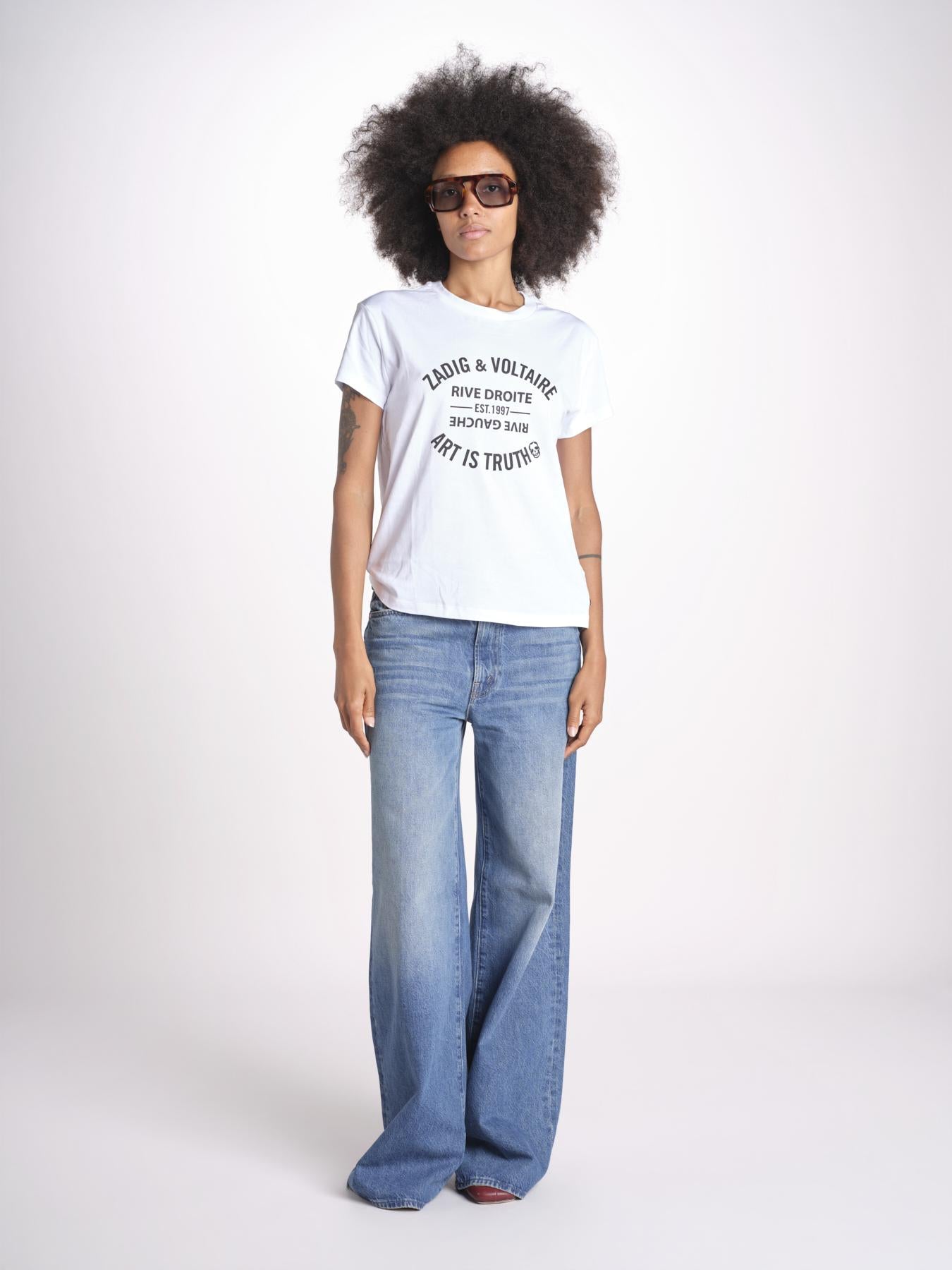 t-shirt con scritta JWTS02769 WHITE 107 zadig & voltaire 
