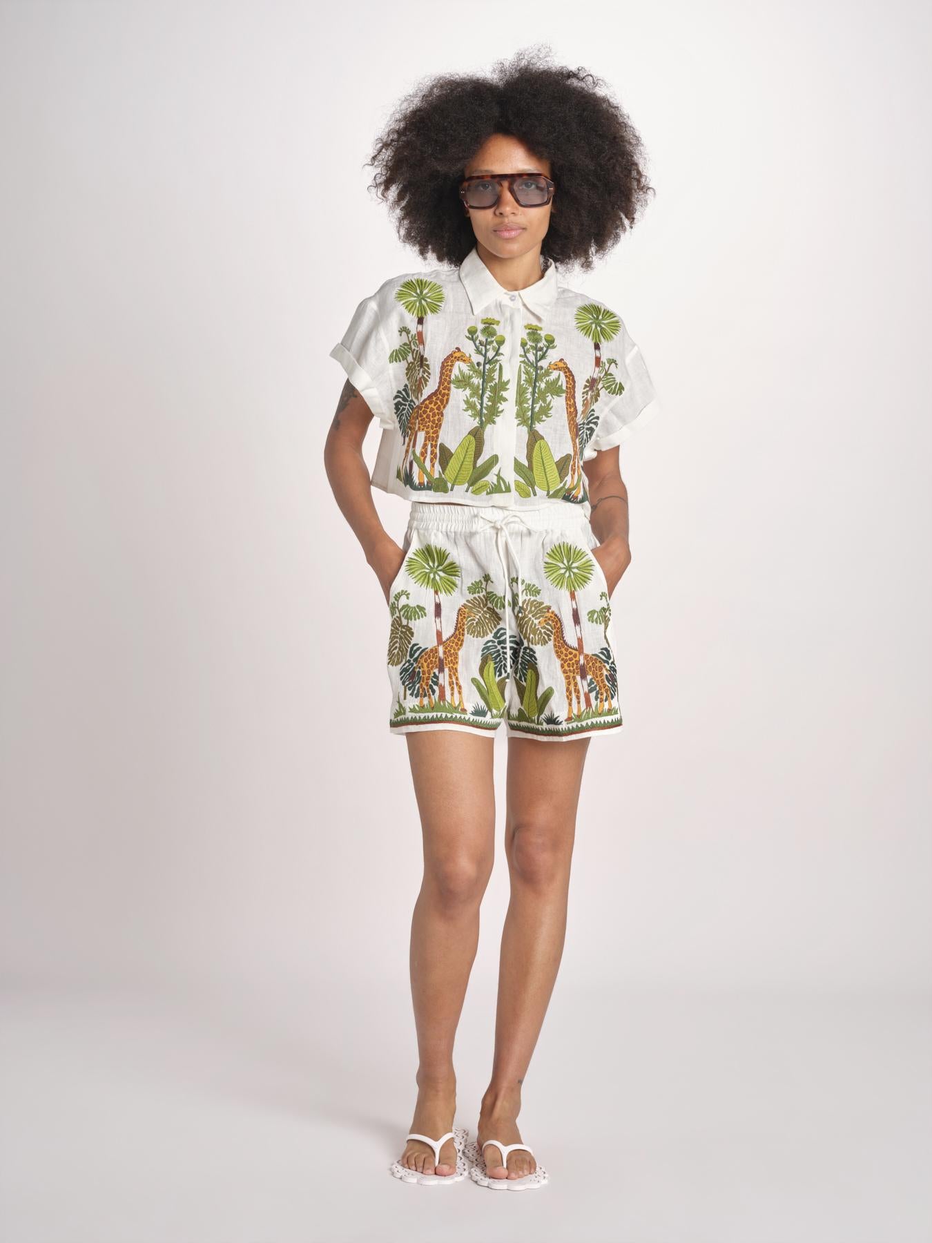 short con giraffe BE24865 WHITE MULTI benaras soleil 