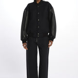 Bomber panno con maniche in pelle ALPH753 DARKESTNAVY studio nicholson 