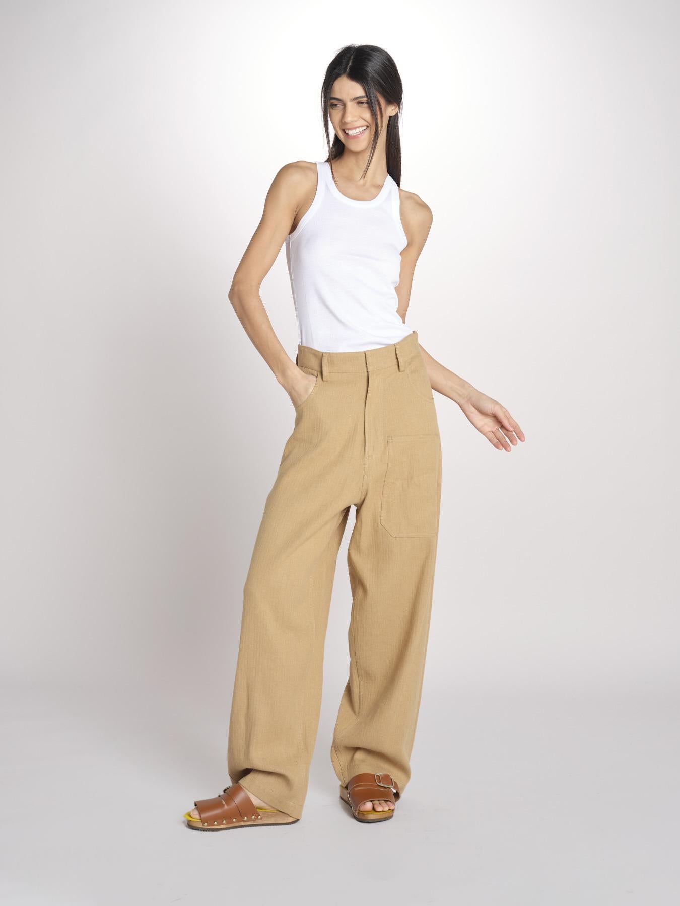 Pantalone con tasche CARLA MJD230_S93058 ROYAL YELLOW jejia 