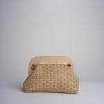 DALIA clutch in paglia e pelle a quadri DALIA RATTAN 101 NATURALE.CASTAGNA via mail bag 