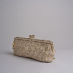 clutch lunga in paglia CORA CROCHET W04 SABBIA via mail bag 