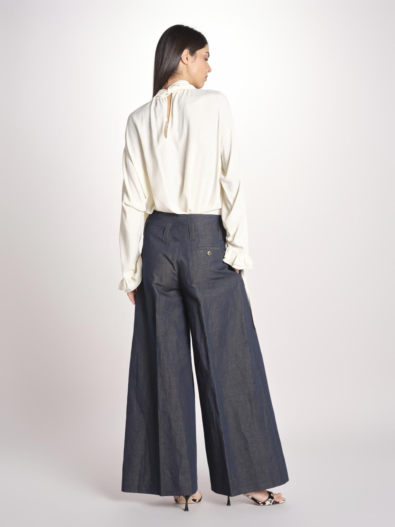 pantalone largo con nervature ORIANA 540 356 606 quelledue 