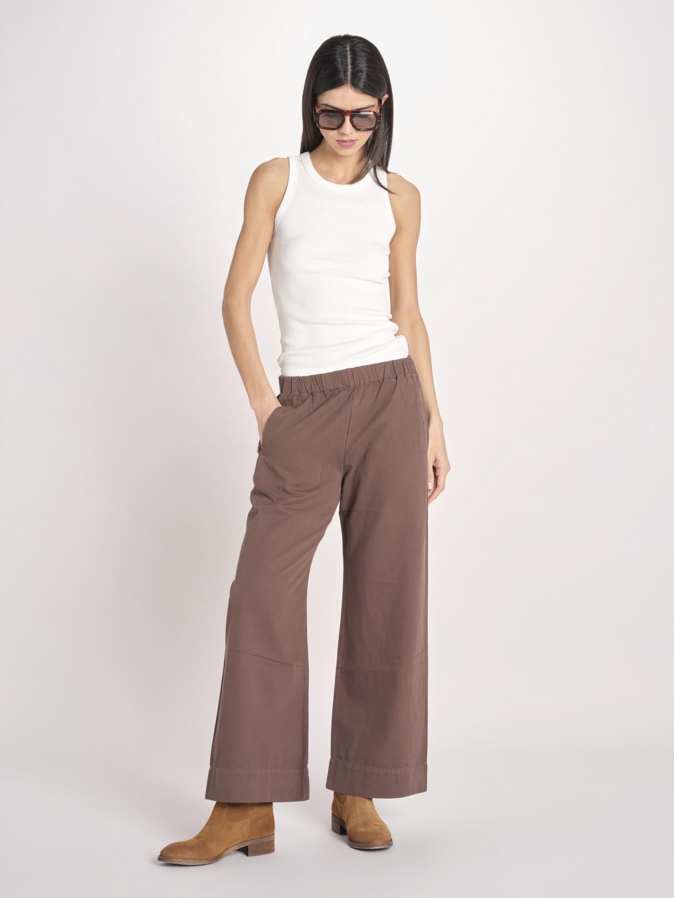pantalone diritto con elastico in vita PENSIL ESSELING BROWN true avenue 
