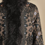 giacca ricamata con montone SANDORA JACKET KAKI antik batik 