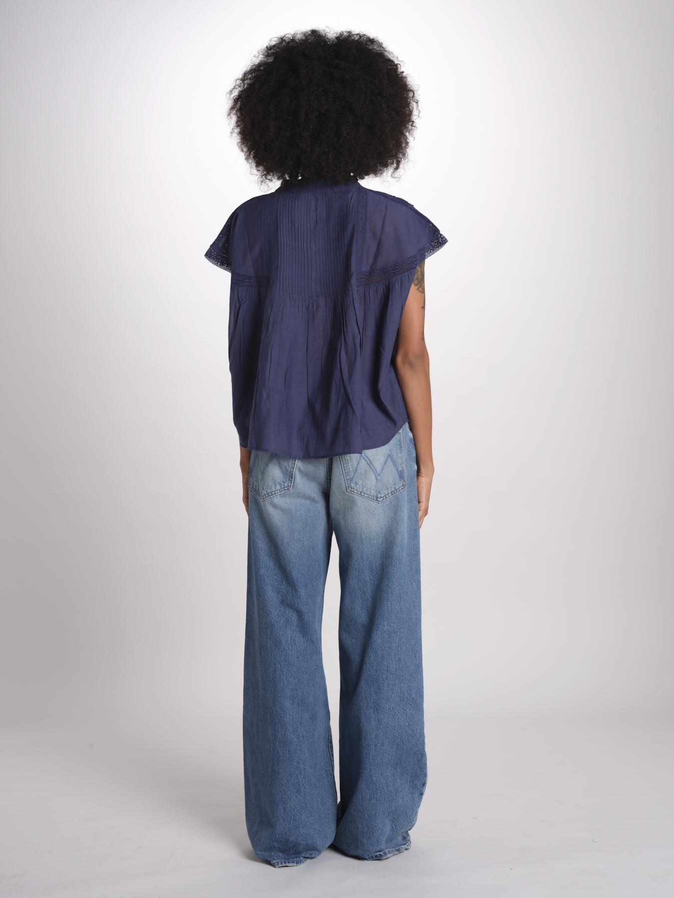 camicia in voille e pizzo con maniche corte GANU 6EVA53-V09890 ENCRE vanessa bruno 
