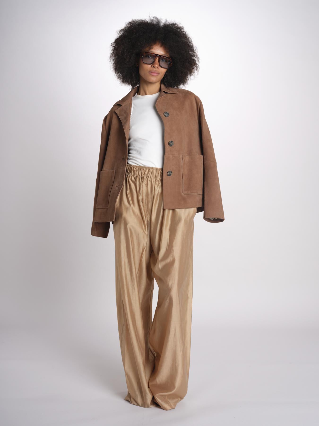 pantalone in mussola con elastico DORA 3119 T0161 BEIGE T0045 the latest 