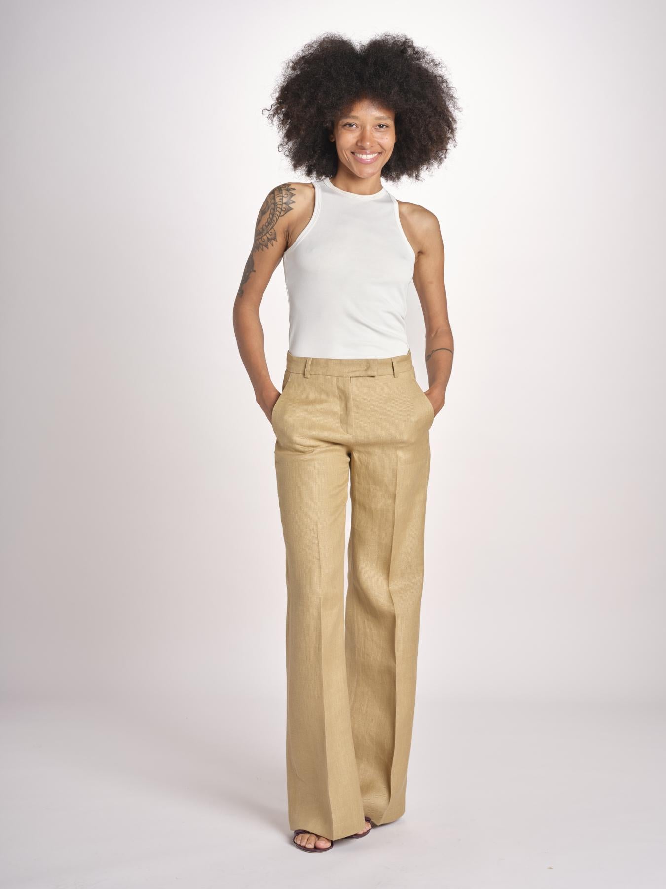 pantalone dritto in canapa MELODY L 33087 805 112 quelledue 