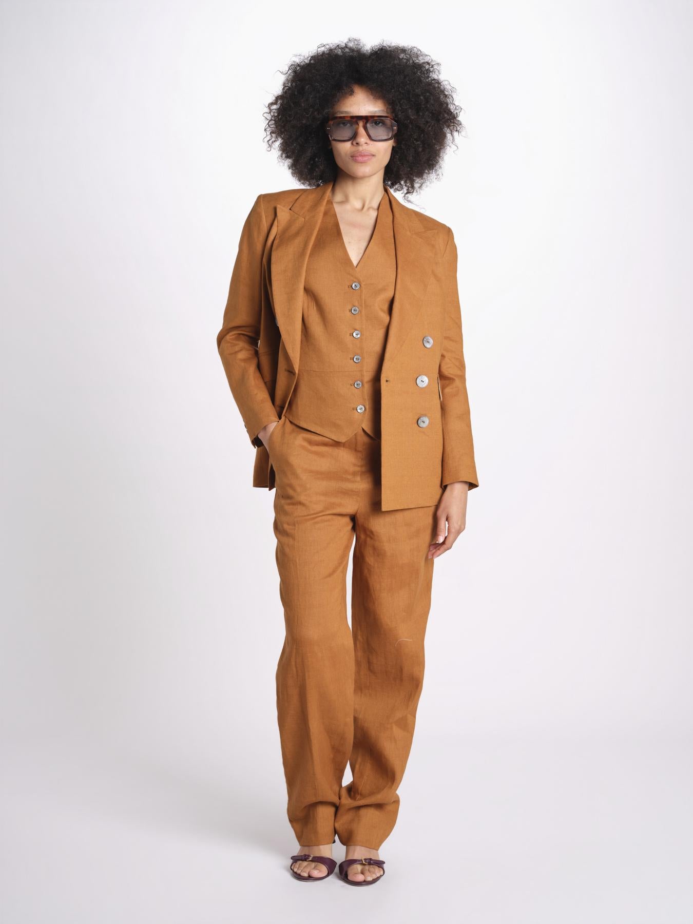 blazer doppiopetto 16V022LI011 P632 CHESTNUT ines de la fressange 