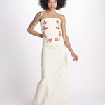 abito lungo con bustier ricamato ANOUK JA018 MILK fortela 