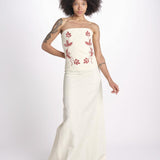 abito lungo con bustier ricamato ANOUK JA018 MILK fortela 