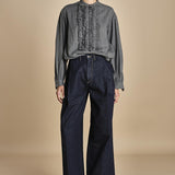 camicia voille lana con rouches MAGRITTE LIGHT GREY laurence bras 