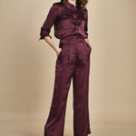 pantaloni in raso con pinces CHARLY PRUNE ba&sh 