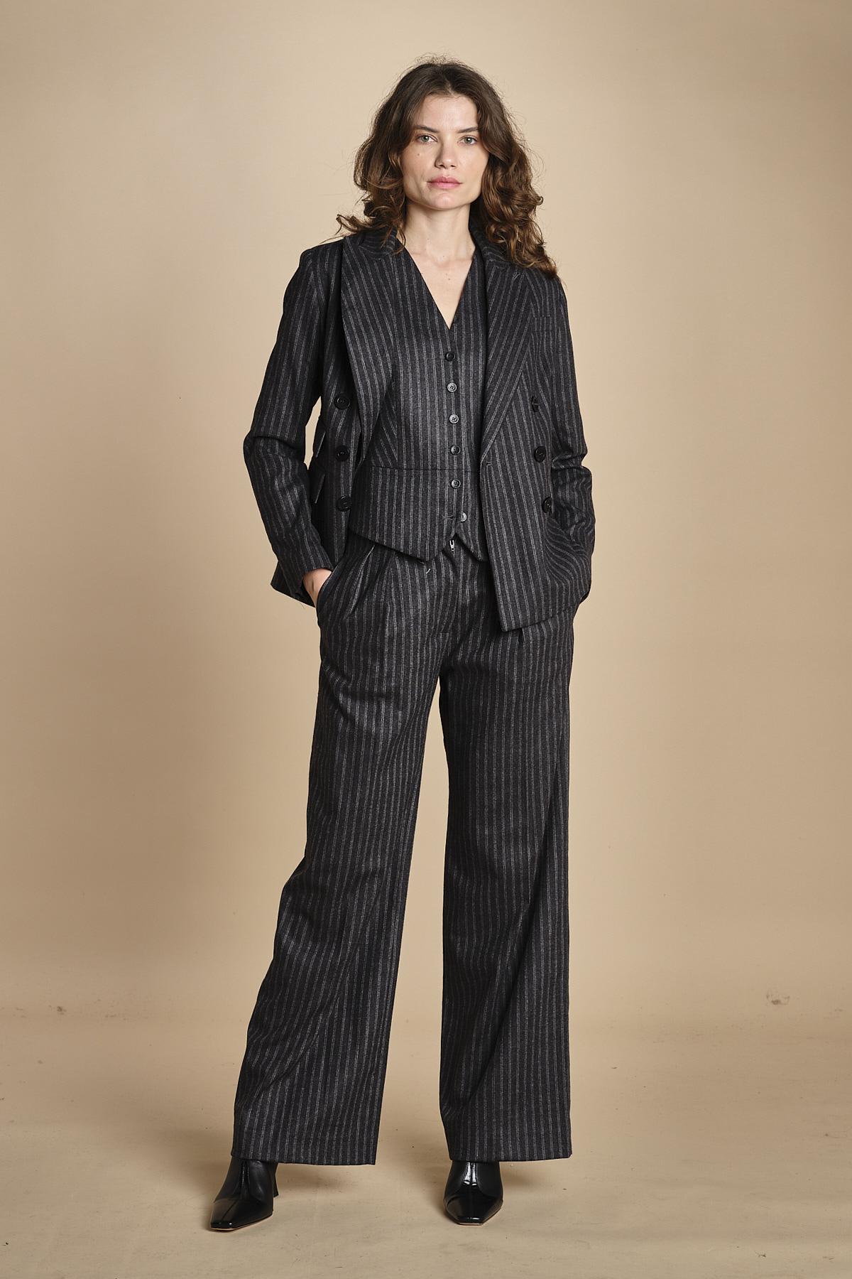 pantalone gessato 15P008CO191 P092 GREY ines de la fressange 
