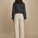 pantalone a zampa con taschine FAUVE WX BEIGE fam 