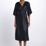 Abito JUNO midi manica svasata 3025446 NAVY malina 