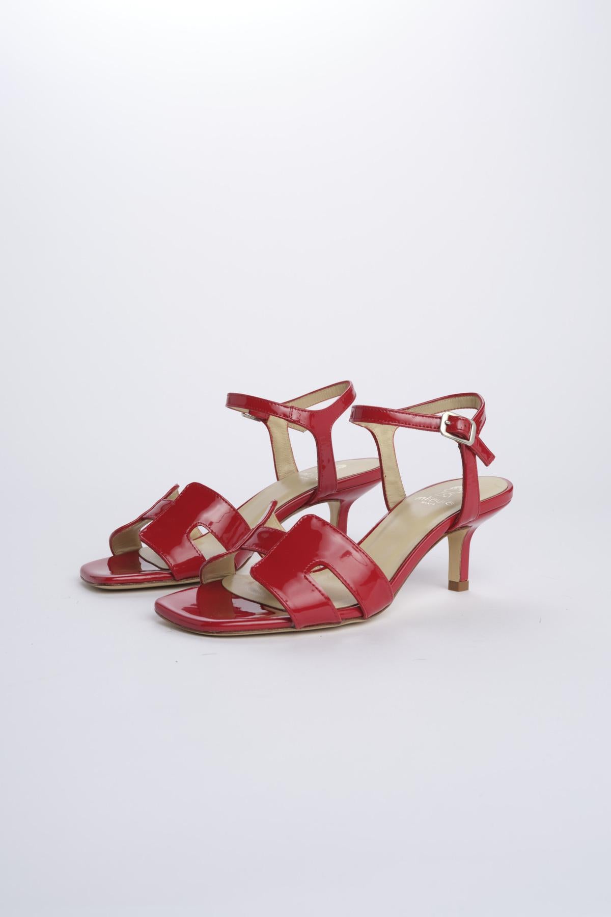 Sandali con tacco basso 9492 ROSSO milaura 
