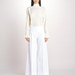 pantalone largo con nervature ORIANA 540 54 14 BIANCO quelledue 