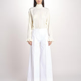 pantalone largo con nervature ORIANA 540 54 14 BIANCO quelledue 