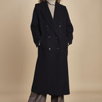 cappotto doppiopetto in panno CLAMENCE IO111135 BL900 ivy oak 