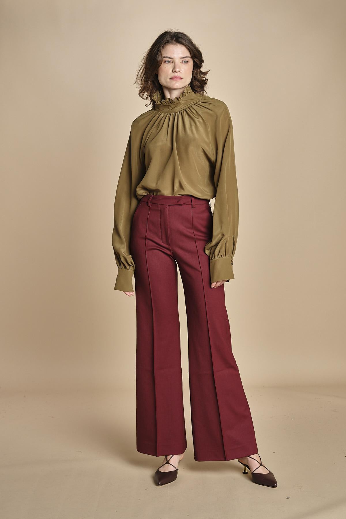 pantalone diritto con nervature in gabardina OTTAVIA 67339 164 quelledue 