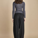 girocollo a costine manica luna in lana merino LAU30 E14038 GRIGIO SCURO milaura 