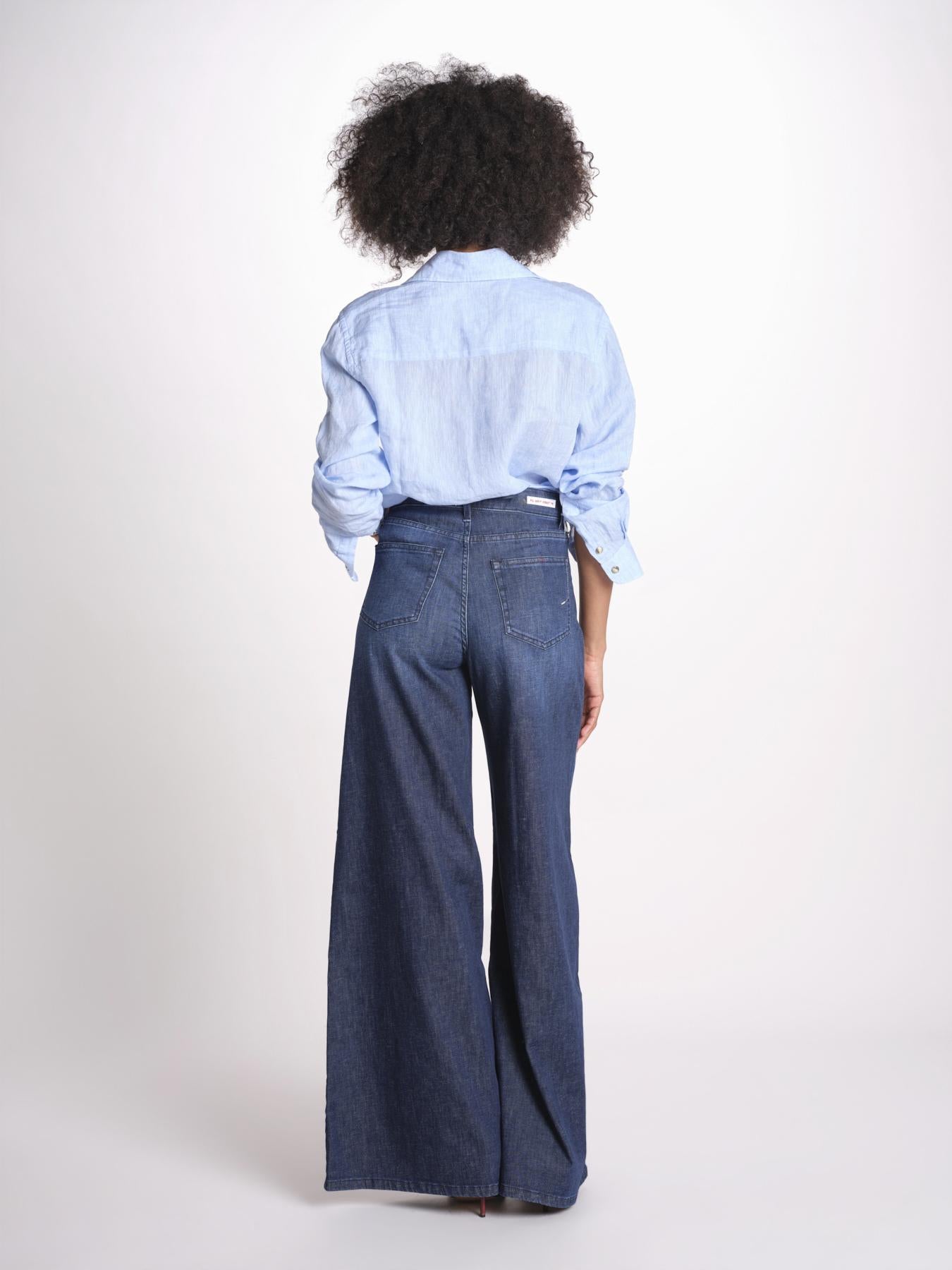 pantalone 4 tasche in misto lino SERENA XJB04 904 DENIM ps don't forget me 