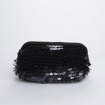 Clutch SANTORINI grande con paillettes BAG SANTORINI BLACK boheme couture 