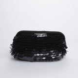 Clutch SANTORINI grande con paillettes BAG SANTORINI BLACK boheme couture 
